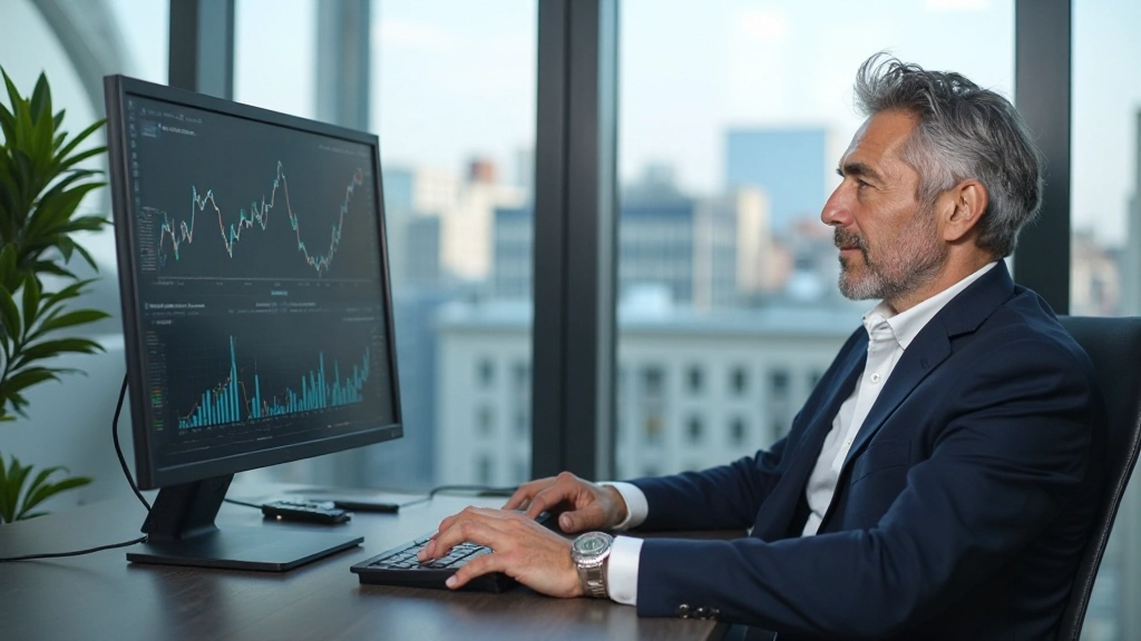 Professional reviewing investment portfolio and financial growth charts on computer